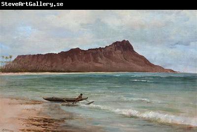 unknow artist View of Diamond Head, oil on canvas painting by Joseph Dwight Strong